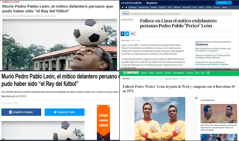 La prensa internacional hizo eco del fallecimiento de Pedro Pablo ‘Perico’ León. La prensa internacional hizo eco del fallecimiento de Pedro Pablo ‘Perico’ León.
