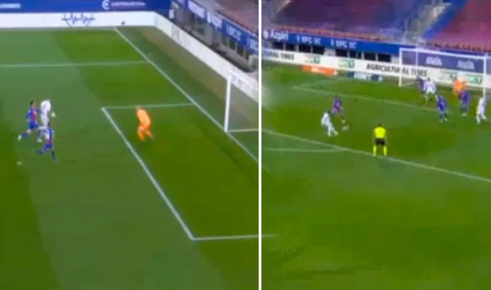 En menos de quince minutos, Real Madrid anotó dos goles ante el Eibar gracias a Benzema y Modric. Foto: captura FlashScore.