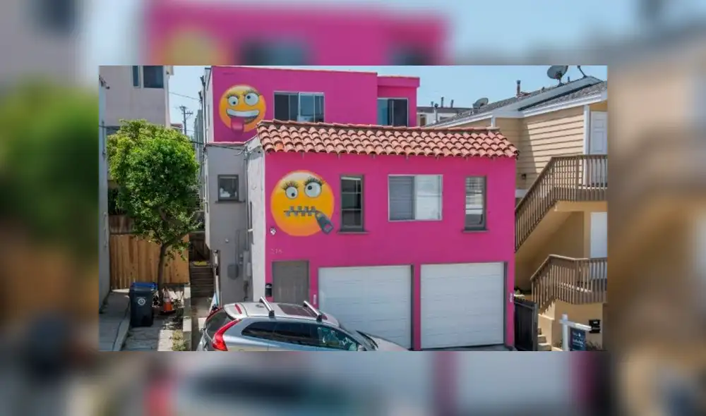 El pintar una casa de rosa y con emoticones ha generado controversia en Manhattan Beach. Foto: Twitter/@GeneNBCLA
