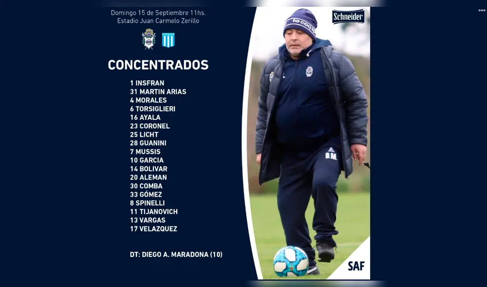 Gimnasia vs. Racing EN VIVO vía TyC Sports, Fox Sports debut de Diego Maradona. Foto: Twitter Gimnasia.