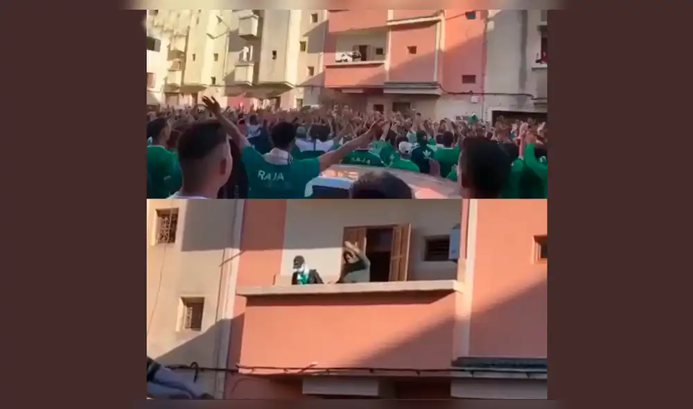 Hincha del Raja Casablanca que padece de cáncer recibe multitudinaria visita de la barra. Foto: Captura de video.