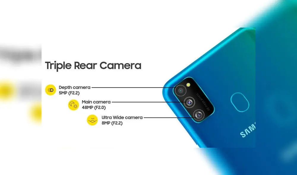 El Galaxy M30s tiene triple cámara trasera.