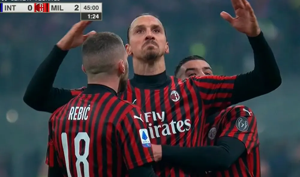 Zlatan Ibrahimovic puso el 2-0 del Milan sobre el Inter. Foto: Twitter