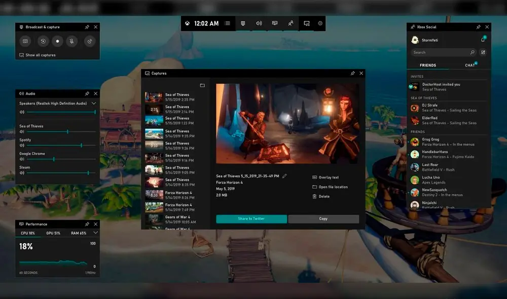 La barra de juegos disponible en Windows 10 ahora puede mostrar cómo afecta cualquier aplicación al rendimiento de tu PC mientras juegas. Foto: Vandal