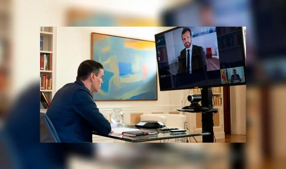Sánchez y Casado sostuvieron una hora de conversación sobre el estado de alarma y la crisis sanitaria, según refirieron fuentes del PP. (Foto: ABC)