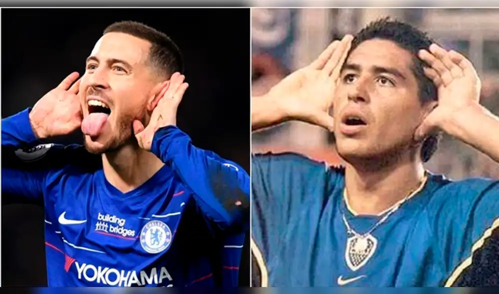 Eden Hazard recibió la camiseta de Juan Román Riquelme y así fue su reacción [VIDEO]