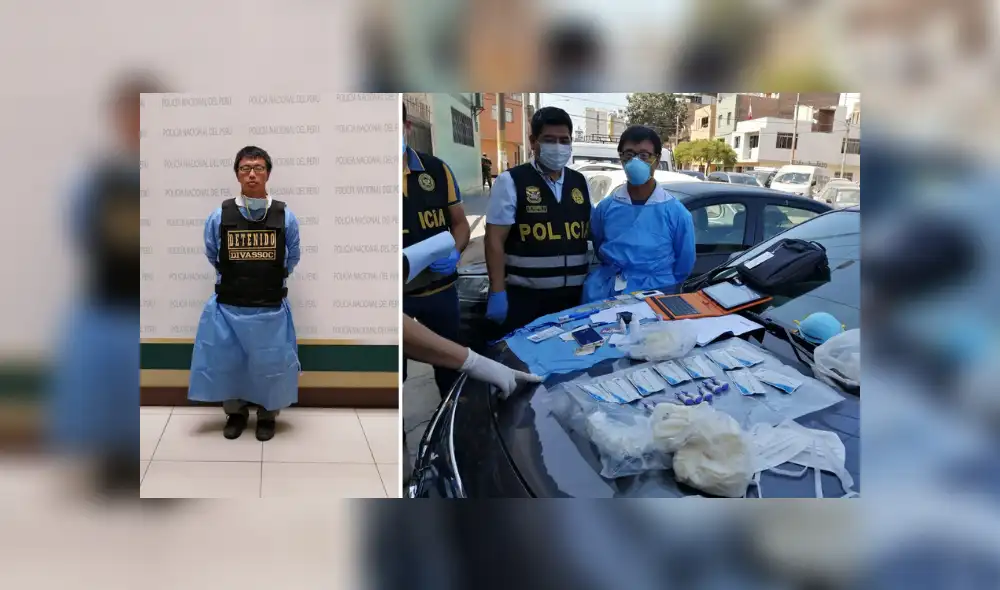 Ciudadano chino roba pruebas de COVID-19 y luego las vende. Foto: PNP Ciudadano chino roba pruebas de COVID-19 y luego las vende. Foto: PNP