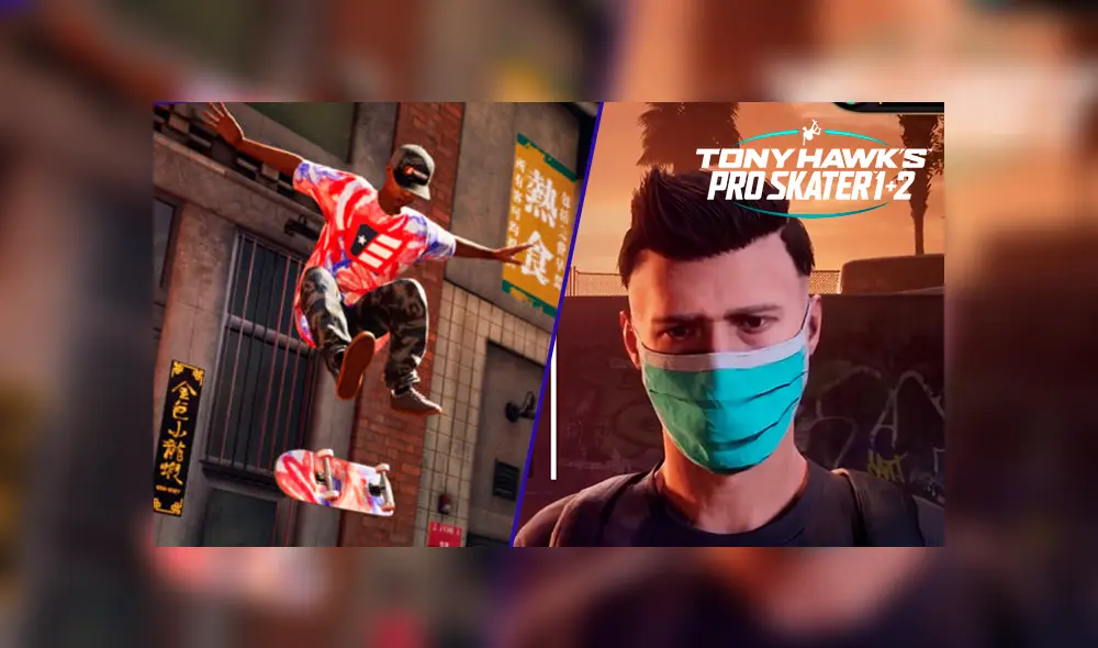 Tony Hawk's Pro Skater 1 + 2 se desarrolla en plena pandemia y aconseja a gamers usar mascarilla. Foto: composición La República. Tony Hawk's Pro Skater 1 + 2 se desarrolla en plena pandemia y aconseja a gamers usar mascarilla. Foto: composición La República.