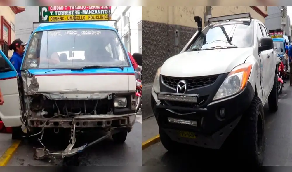 Arequipa: Choque entre combi y camioneta de Rally Dakar deja cuatro heridos