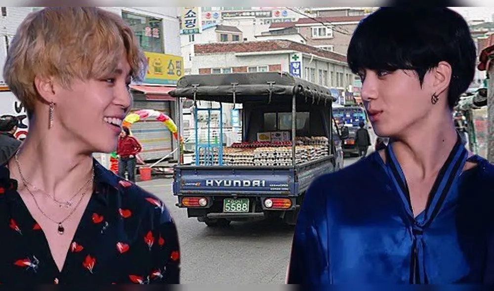 El video viral de Jimin y Jungkook como vendedores ambulantes. Créditos: Composición Big Hit / Twitter