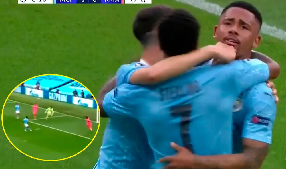Gabriel Jesús aprovechó un error de Varane para marcar el primer gol del Manchester City vs. Real Madrid. | Foto: ESPN 2 Gabriel Jesús aprovechó un error de Varane para marcar el primer gol del Manchester City vs. Real Madrid. | Foto: ESPN 2