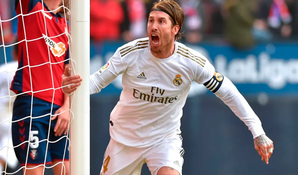 Gol de Sergio Ramos en el Real Madrid vs. Osasuna.