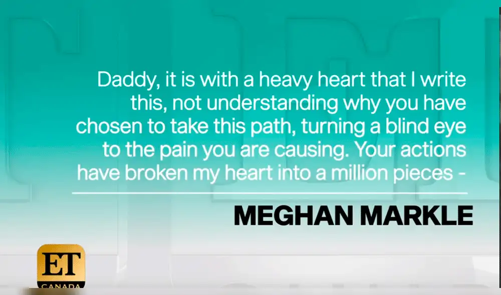 Padre de Meghan Markle hace pública carta que le envió su hija después de su boda 