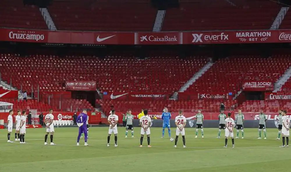 El derbi sevillano se juega sin público en el estadio Ramón Sánchez Pizjuán. Foto: EFE.