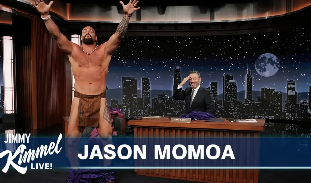 Jason Momoa se quitó toda la ropa en vivo. Foto: Screenshot de Jimmy Kimmel Live