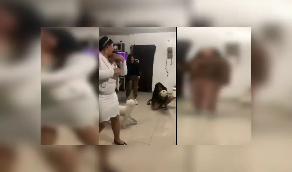 Jóvenes querían retratar uno de los momentos más representativos de una boda, sin imaginar que el travieso can malograría su práctica Jóvenes querían retratar uno de los momentos más representativos de una boda, sin imaginar que el travieso can malograría su práctica