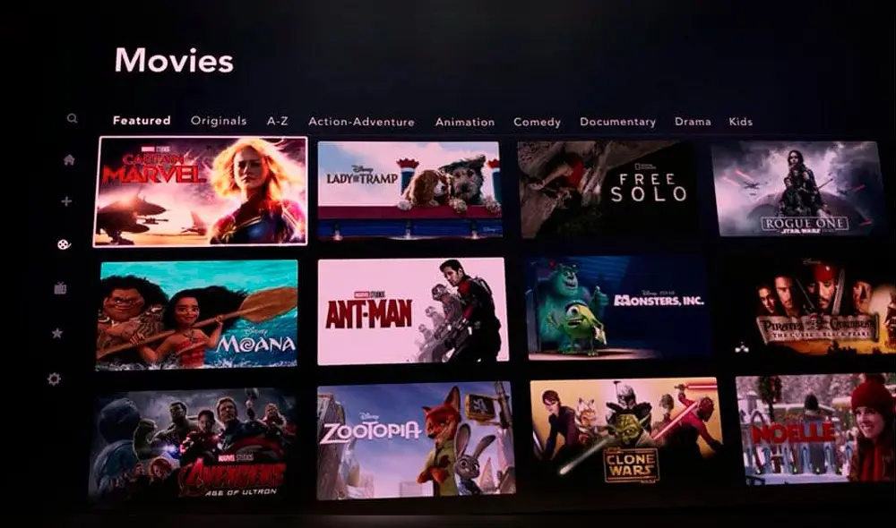 Así se verá la interfaz de Disney+, la plataforma streaming de Disney. Foto: Difusión