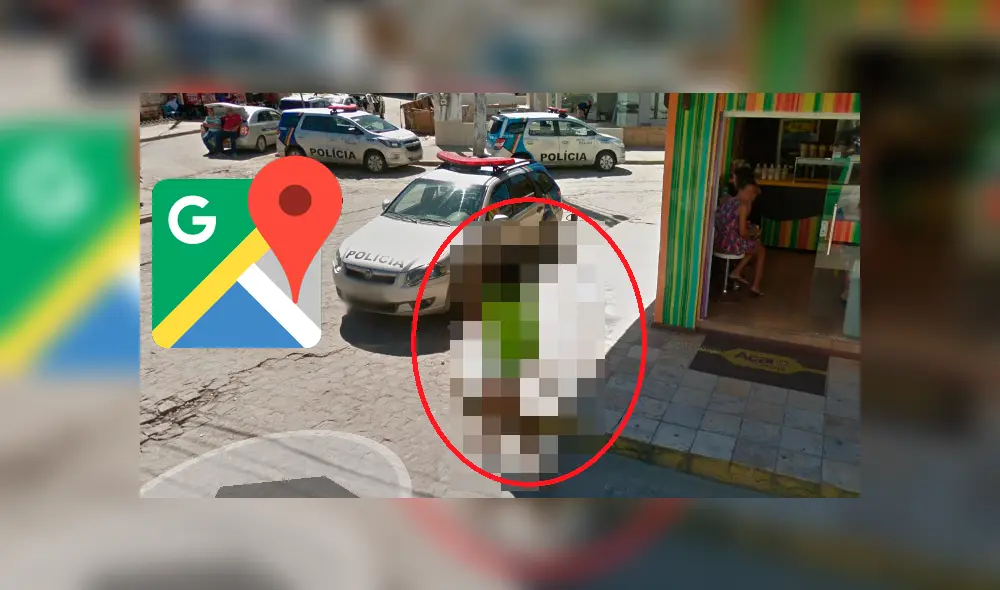 Google Maps capta a mujer caminando con 'brasier' en mano, frente a la policía [FOTOS]