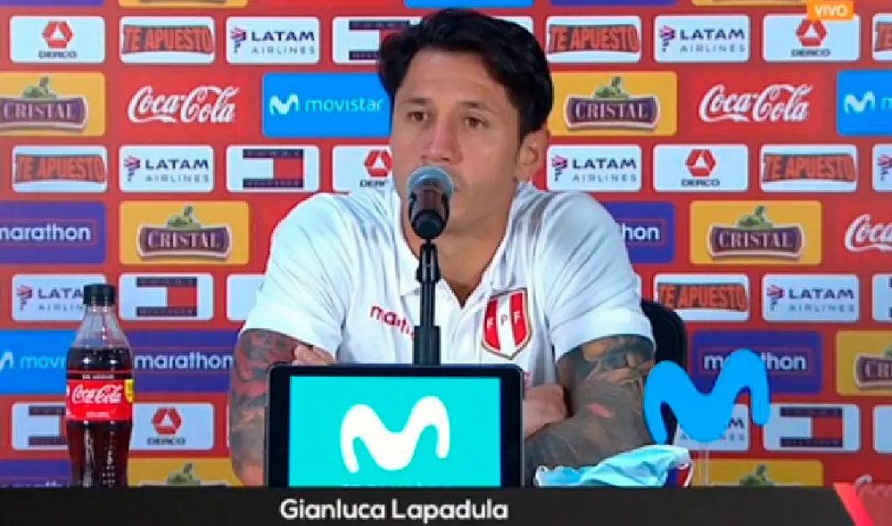Gianluca Lapadula habló luego del partido entre Perú y Argentina. Foto: captura de Movistar Deportes