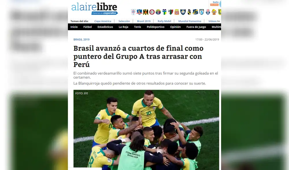 Perú vs. Brasil por Copa América 2019: Así informó la prensa internacional