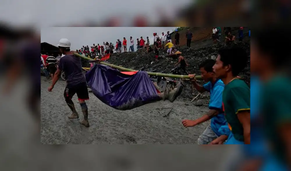 Derrumbe en una mina en Birmania. Foto: AFP. Derrumbe en una mina en Birmania. Foto: AFP.