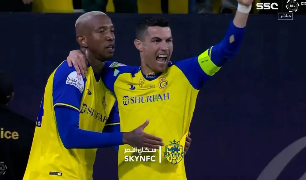 Cristiano Ronaldo celebra el tanto de la apertura con Talisca. Foto: captura/SSC Cristiano Ronaldo celebra el tanto de la apertura con Talisca. Foto: captura/SSC