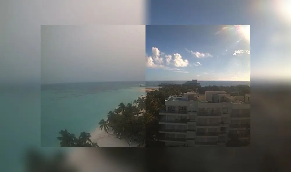 A la izquierda una imagen tomada a las 08:00 a. m. de este 24 de junio desde el hotel Ixchel Beach, en Isla Mujeres; a la derecha, una captada en el mismo lugar y a la misma hora, el 16 de junio. Foto: Webcams de México A la izquierda una imagen tomada a las 08:00 a. m. de este 24 de junio desde el hotel Ixchel Beach, en Isla Mujeres; a la derecha, una captada en el mismo lugar y a la misma hora, el 16 de junio. Foto: Webcams de México
