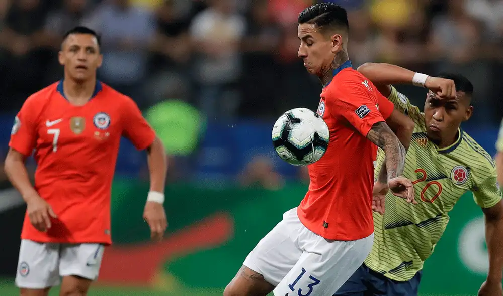 Erick Pulgar se burló de Yerry Mina tras clasificar a semifinales de la Copa América 2019. | Foto: EFE