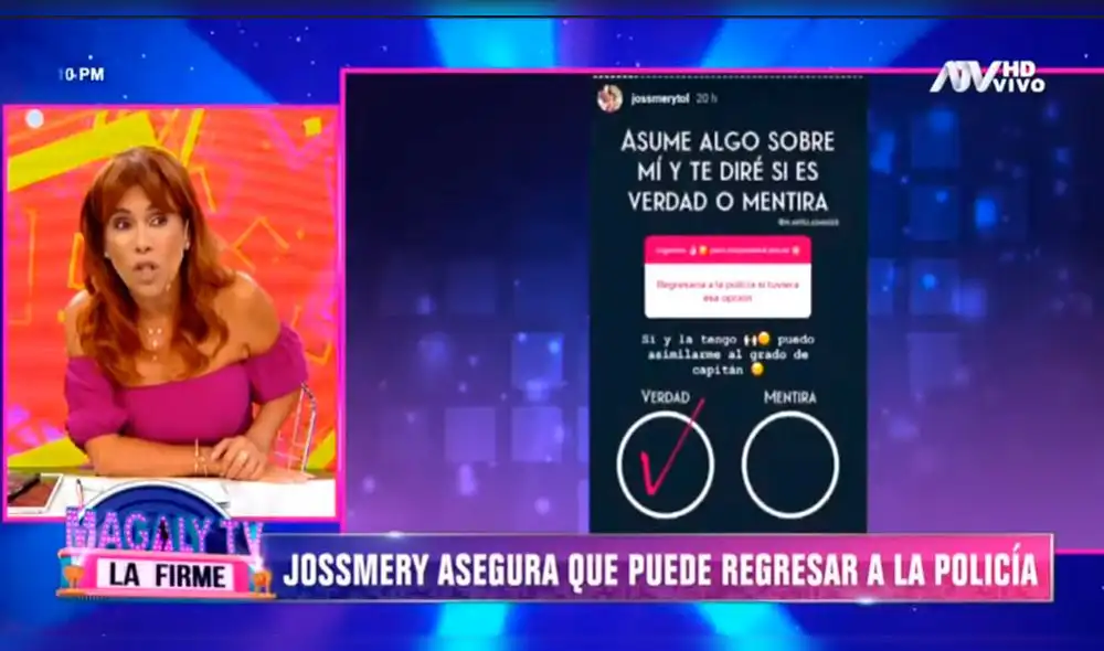 Jossmery Toledo criticada por Magay Medina por querer volver a la PNP. Foto: Captura Jossmery Toledo criticada por Magay Medina por querer volver a la PNP. Foto: Captura