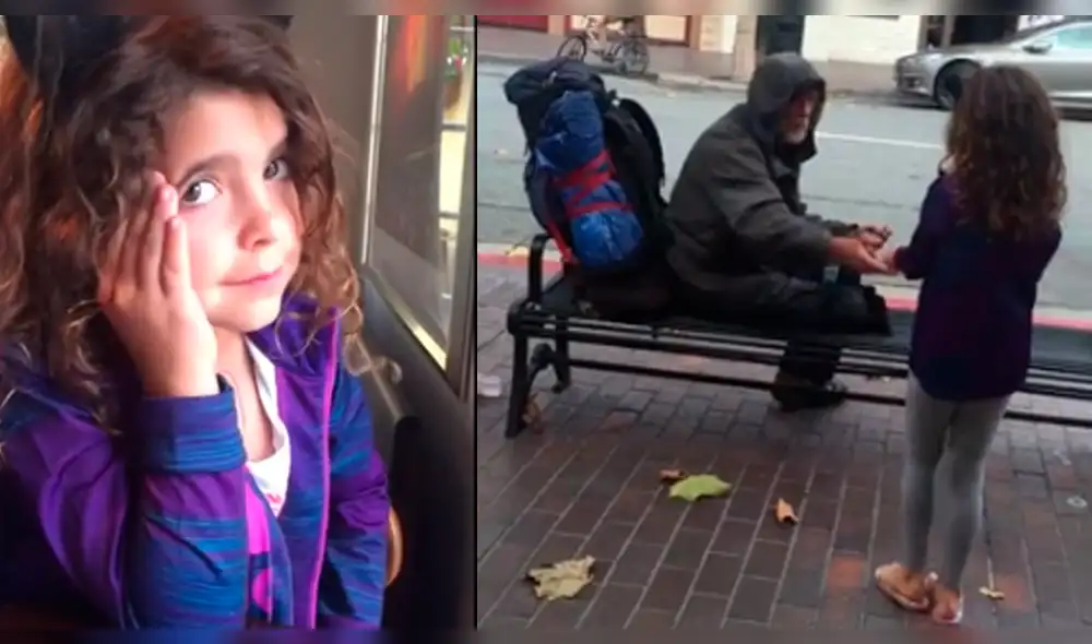 Facebook: niña tiene noble gesto con vagabundo y su acto conmueve a miles [VIDEO]
