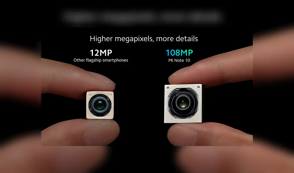 Comparación entre el sensor de 12 MP y el de 108 MP.