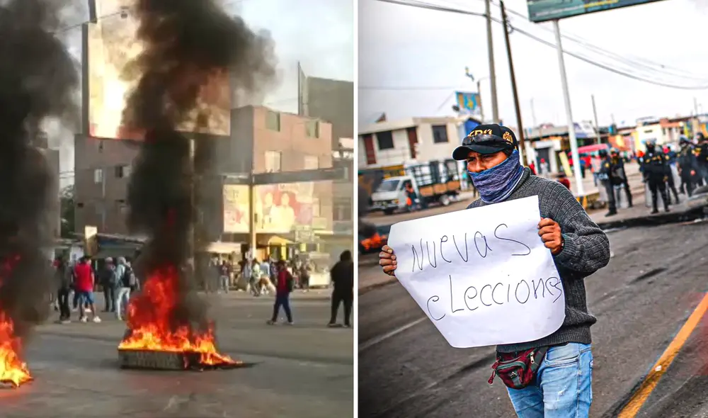 Protestas en Ica: docentes varados por bloqueos en Panamericana Sur no saben si darán prueba de Nombramiento Docente 2022 | Carreras Pública Magisterial | Minedu. Foto: composición LR/captura de RPP/Rodrigo Talavera/La República