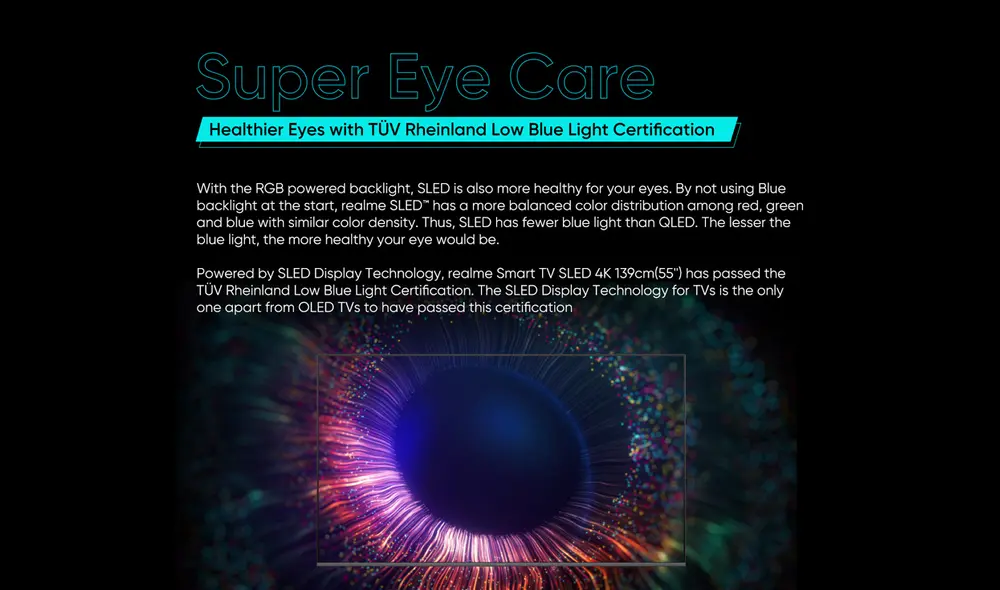 Filtro de la luz azul certificado por TÜV Rheinland. | Foto: Realme