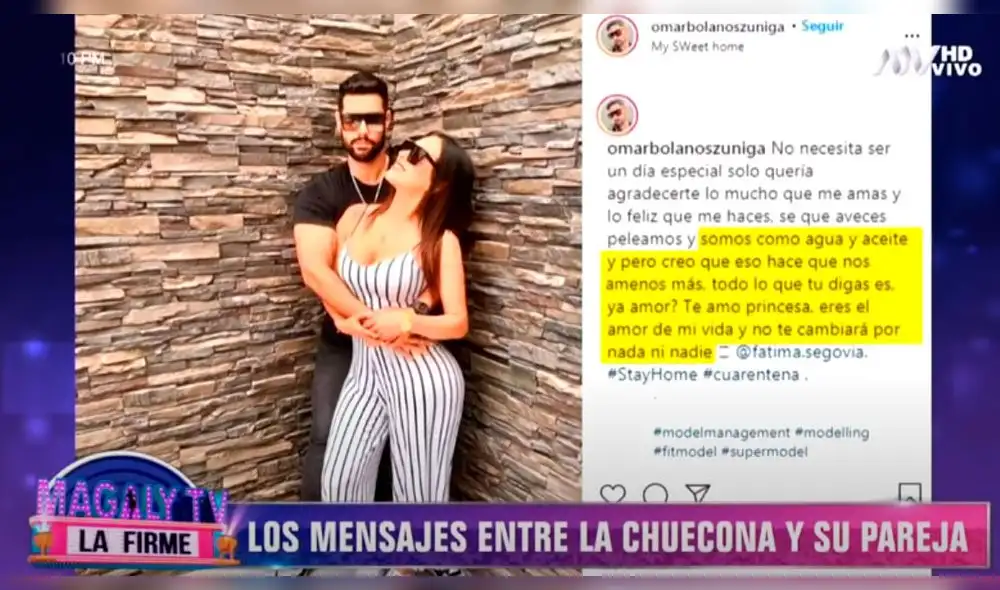 Mensaje de la pareja de Fátima Segovia  Foto: captura de ATV