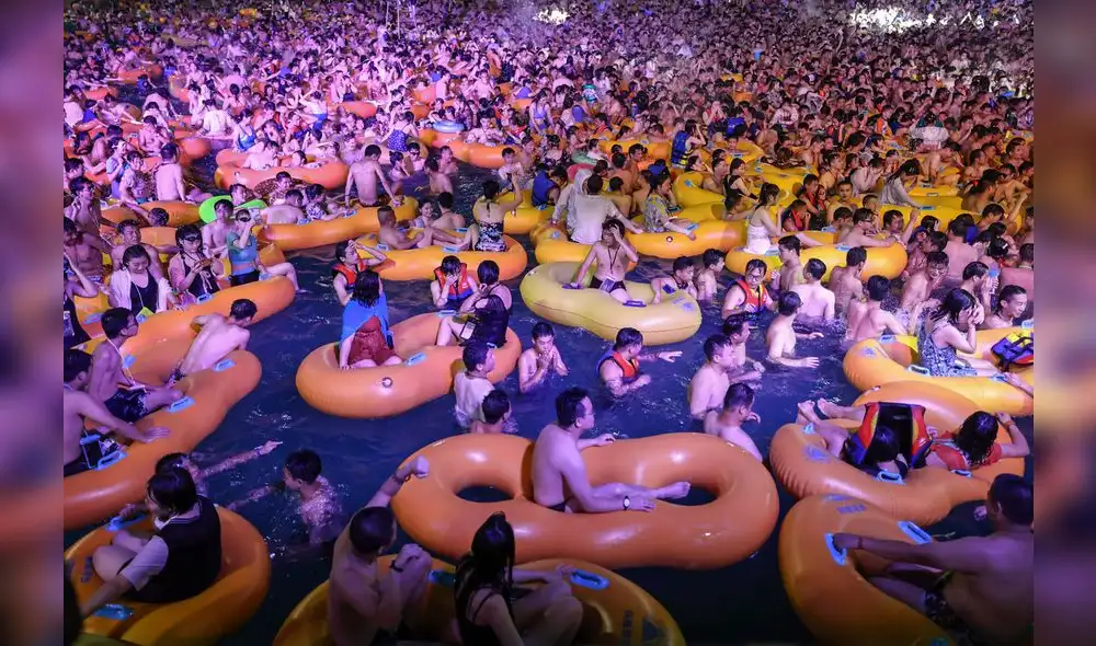 La polémica fiesta se realizó en el Maya Beach Water Park. Foto: AFP