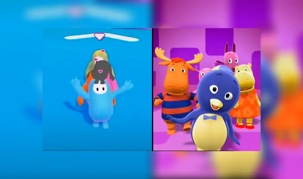 Recrean la intro de los Backyardigans en Fall Guys con un remix de bachata. Foto: composición La República.