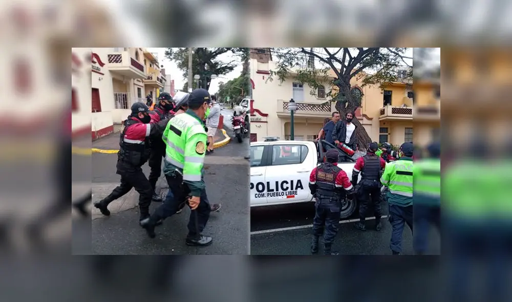 Al ser intervenidos, los sujetos trataron de poner resistencia, sin embargo, fueron llevados a la comisaría del sector. / Créditos: Municipalidad de Pueblo Libre Al ser intervenidos, los sujetos trataron de poner resistencia, sin embargo, fueron llevados a la comisaría del sector. / Créditos: Municipalidad de Pueblo Libre