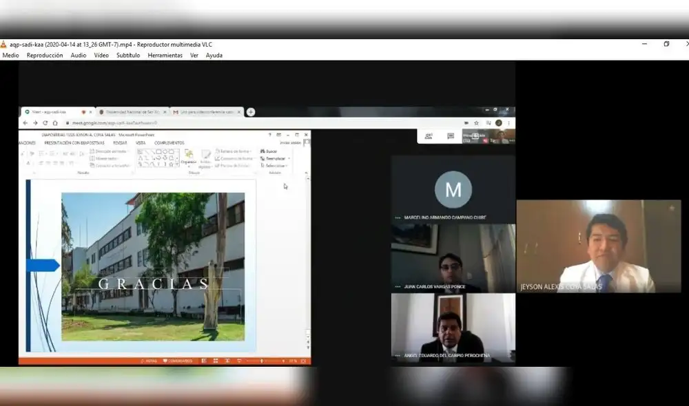 Jurado y estudiantes tuvieron videoconferencia para sustentar tesis.
