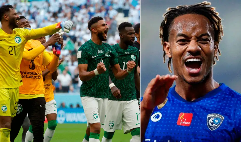 André Carrillo es titular en el Al Hilal, equipo al que pertenecen la mayoría de seleccionados de Arabia Saudita. Foto: composición/EFE/Al Hilal. André Carrillo es titular en el Al Hilal, equipo al que pertenecen la mayoría de seleccionados de Arabia Saudita. Foto: composición/EFE/Al Hilal.