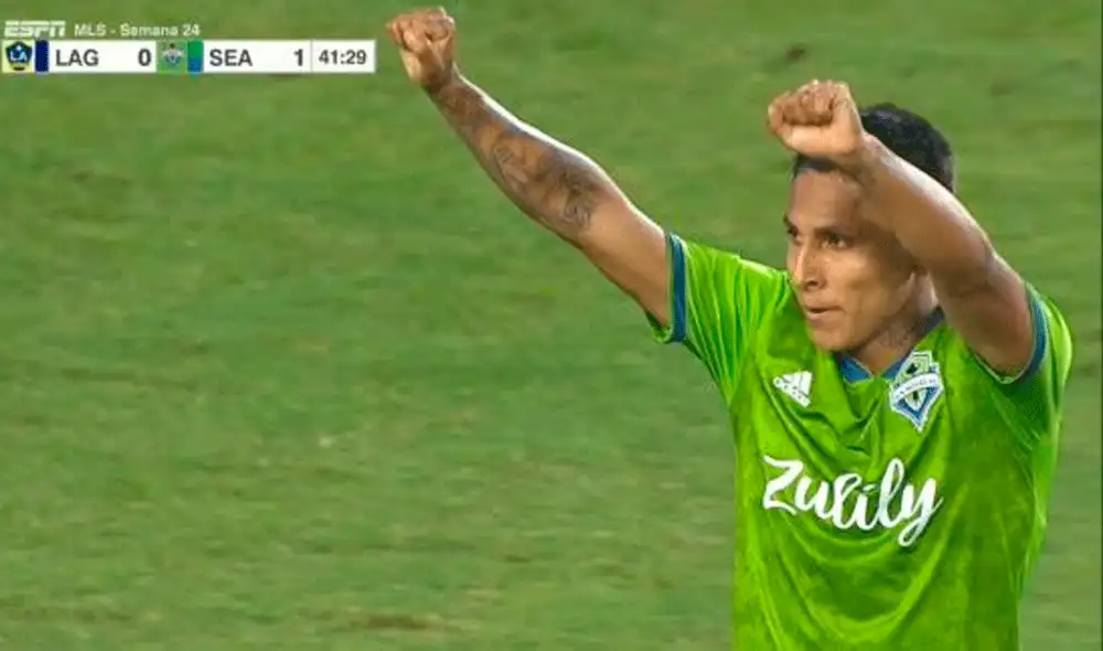 Raúl Ruidíaz abrió el marcador para el Seattle Sounders en el duelo ante Los Angeles Galaxy por la MLS. | Foto: ESPN Raúl Ruidíaz abrió el marcador para el Seattle Sounders en el duelo ante Los Angeles Galaxy por la MLS. | Foto: ESPN