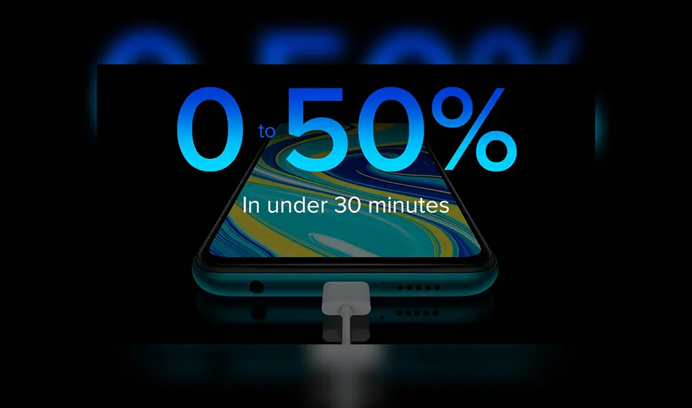 La carga rápida de 33W del Redmi Note 9 Pro Max puede recargar el dispositivo al 50% en solo 30 minutos.