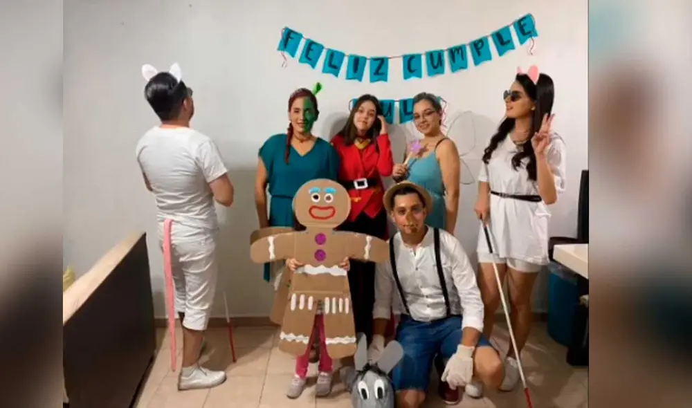 Desliza las imágenes para ver la singular sesión fotográfica que tuvo esta familia fan del ogro Shrek Foto: Captura de TikTok/Irving Cuevas