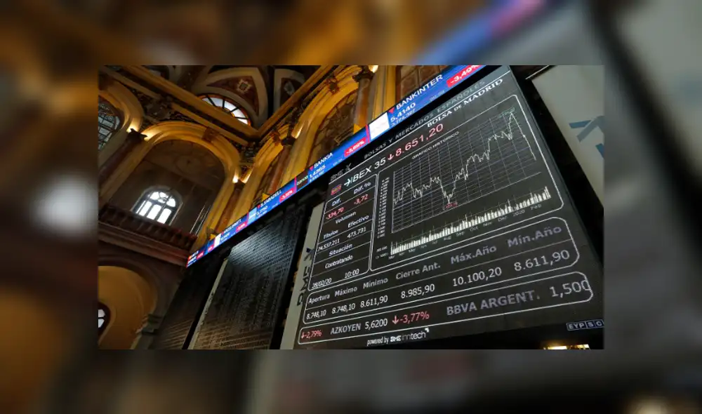 El Ibex 35 tuvo el día de hoy una caída en la bolsa el día de hoy en un 2% ante los efectos del coronavirus. Foto: EFE. El Ibex 35 tuvo el día de hoy una caída en la bolsa el día de hoy en un 2% ante los efectos del coronavirus. Foto: EFE.