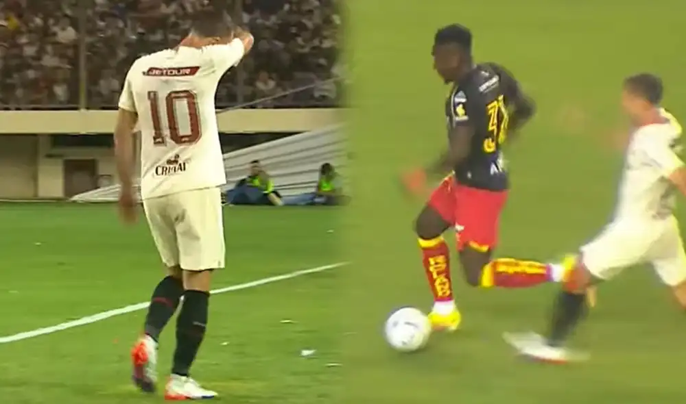 Horacio Calcaterra le pegó por atrás a un rival y el árbitro lo volvió a amonestar. Foto: captura de Universitario de Deportes