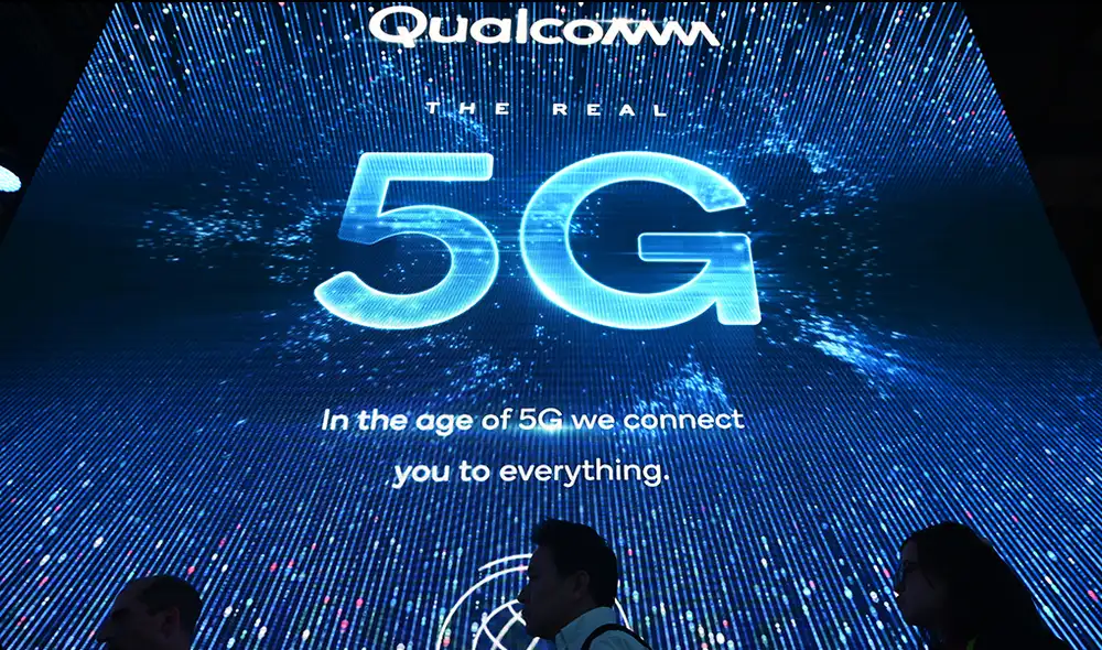 Exhibición de 5G en el stand de Qualcomm durante la feria CES 2019. | Foto: Robyn Beck / AFP