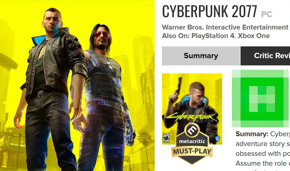 Cyberpunk 2077 fue anunciado por primera vez en 2012 y es uno de los más esperados de la década. ¿Cómo ha sido recibido el título de Keanu Reeves? Foto: CD Projekt Red/Metacritic