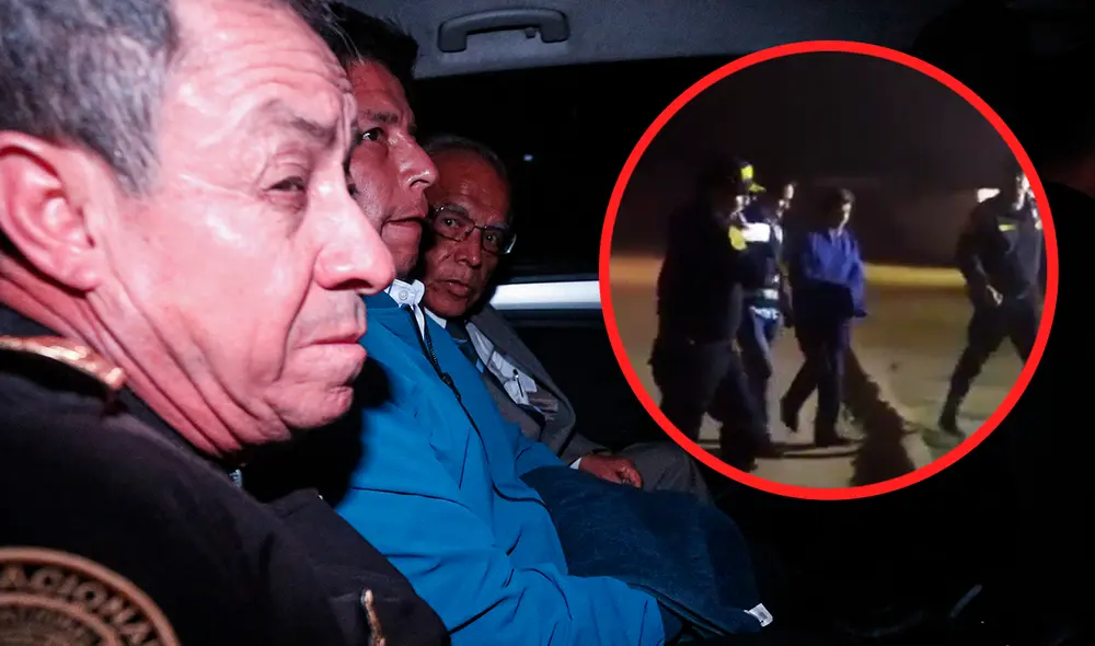 Llegada del expresidente Pedro Castillo a la Diroes. Foto: composición La República/AFP/cortesía