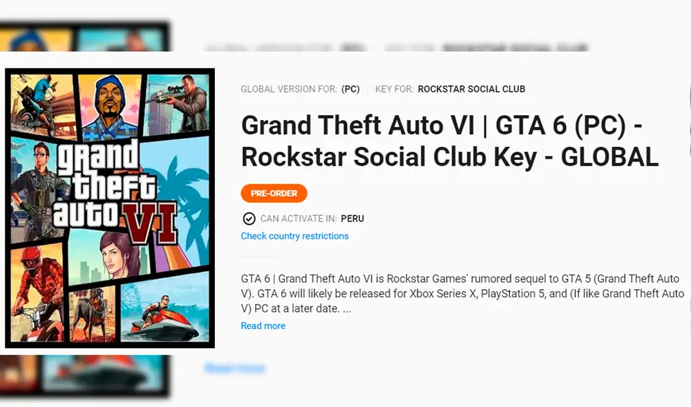 G2A es la tienda online que ya permite la reserva de GTA VI a casi 79$ en su versión para PC. Foto captura: G2A