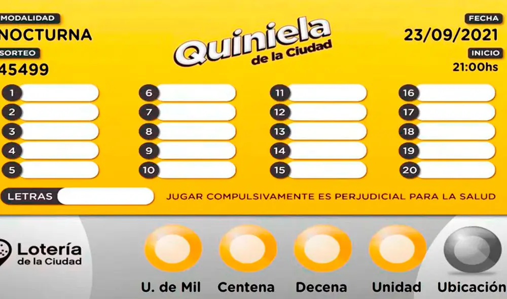 Verifica aquí los resultados más recientes de la Quiniela HOY, miércoles 20 de octubre, en Argentina. Foto: bolavip Verifica aquí los resultados más recientes de la Quiniela HOY, miércoles 20 de octubre, en Argentina. Foto: bolavip