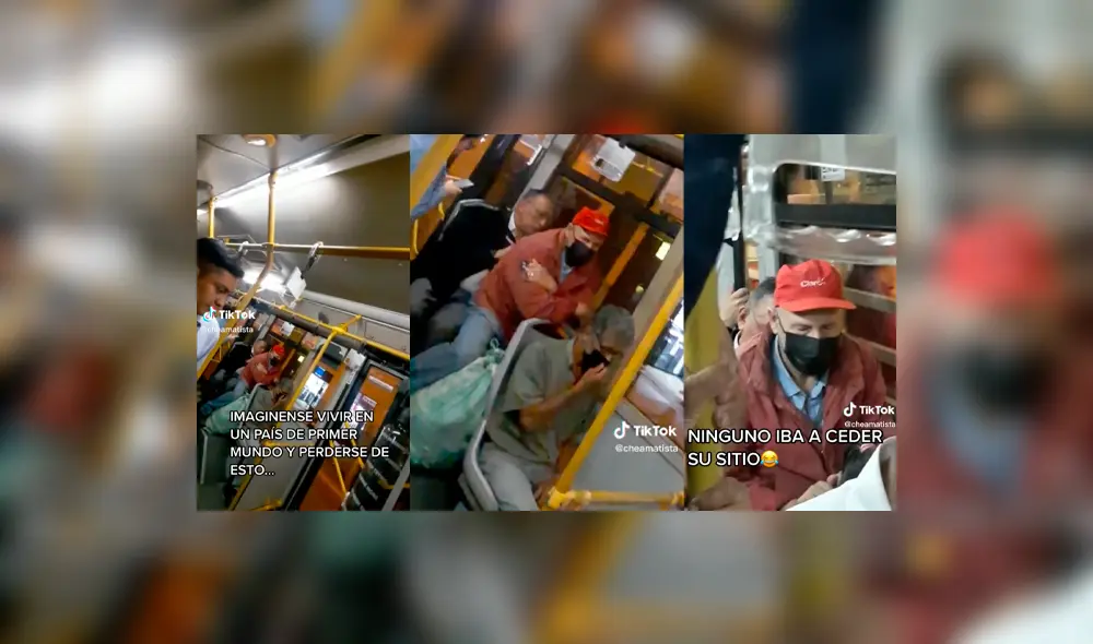 Un hombre terminó sentado encima de otro por no ceder su asiento / Composición LR / Captura de TikTok / @Diani Un hombre terminó sentado encima de otro por no ceder su asiento / Composición LR / Captura de TikTok / @Diani